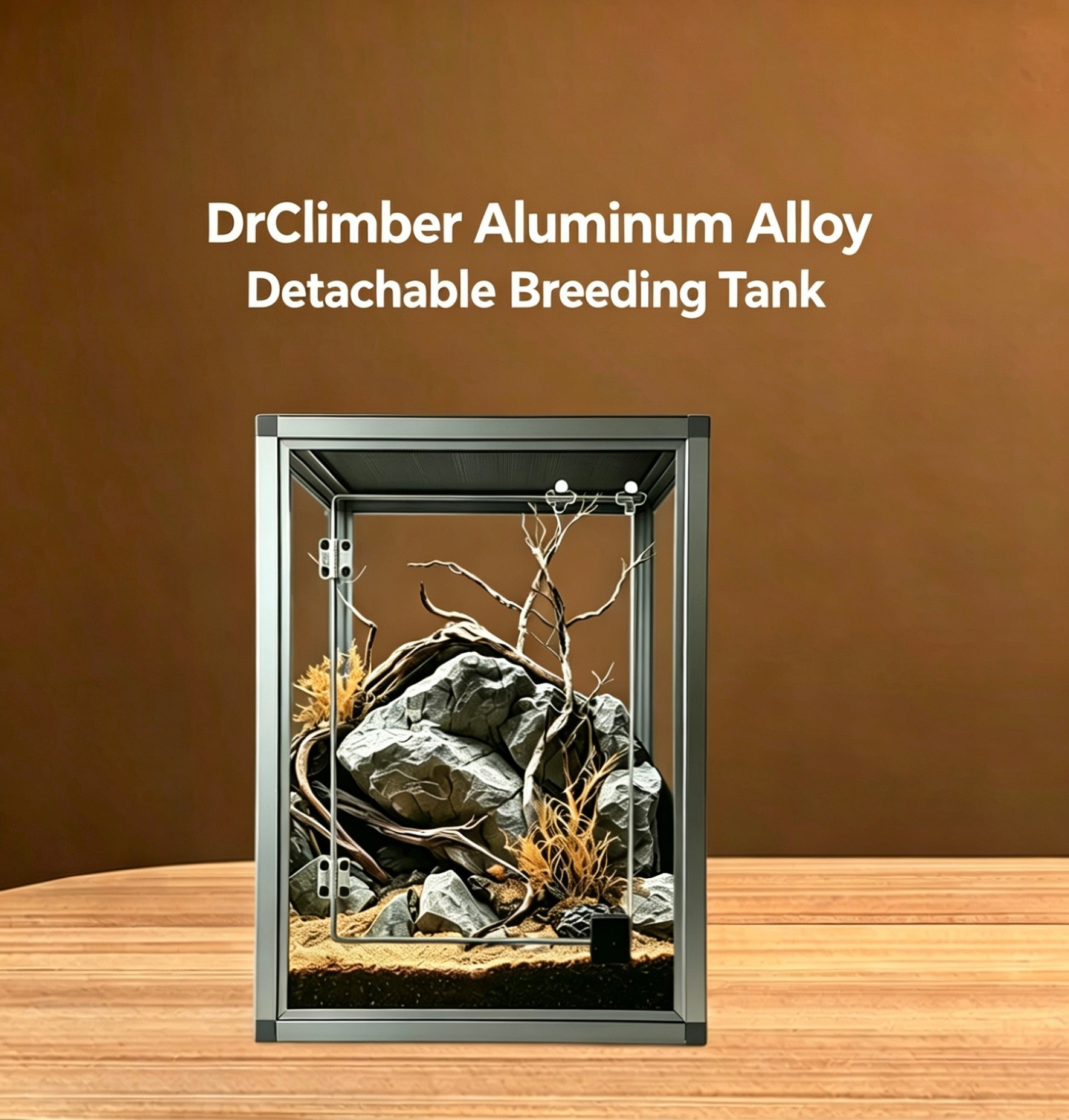 Aluminum Alloy Acrylic Arboreal Terrarium – Titanium Gray without Side Ventilation