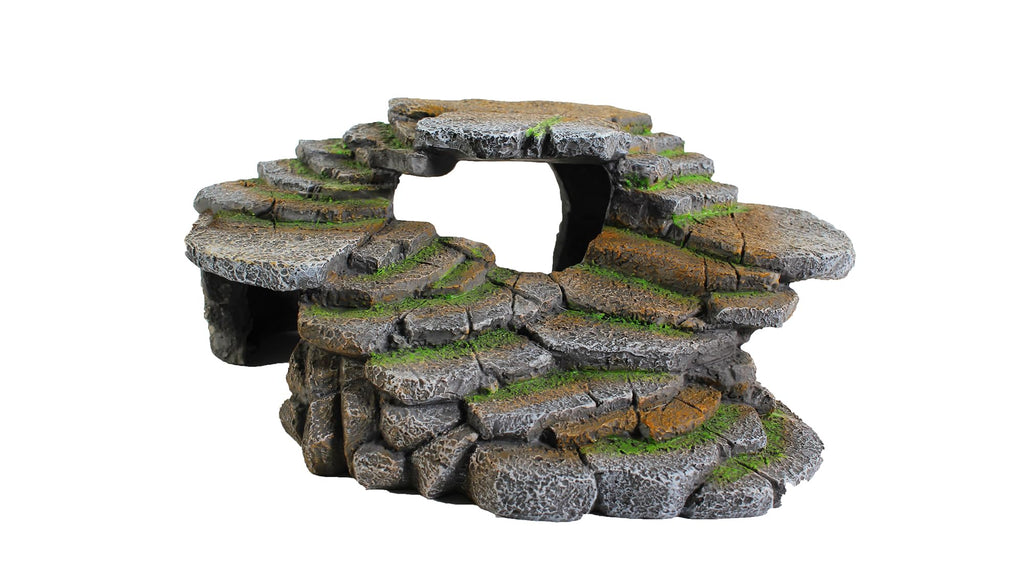 PENN-PLAX (REP183) Reptology Shale Scape Step Ledge & Cave Hideout – Decorative Resin for Aquariums & Terrariums – Great for Reptiles, Amphibians, and Fish – Large