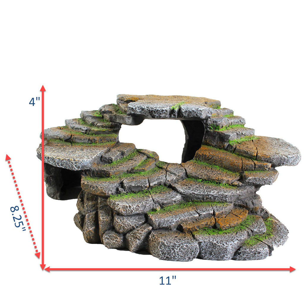 PENN-PLAX (REP183) Reptology Shale Scape Step Ledge & Cave Hideout – Decorative Resin for Aquariums & Terrariums – Great for Reptiles, Amphibians, and Fish – Large
