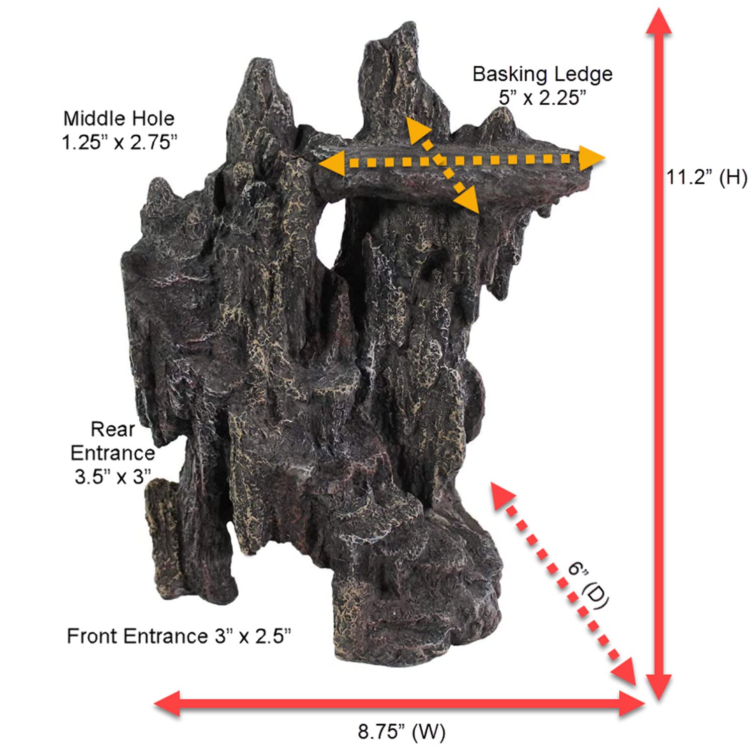 Penn-Plax Reptology Shale Step Ledge Cave Hideout - Aquarium & Terrarium Decoration - for Fish, Reptiles, Amphibians, and Small Animals - Large 2 (REP189)