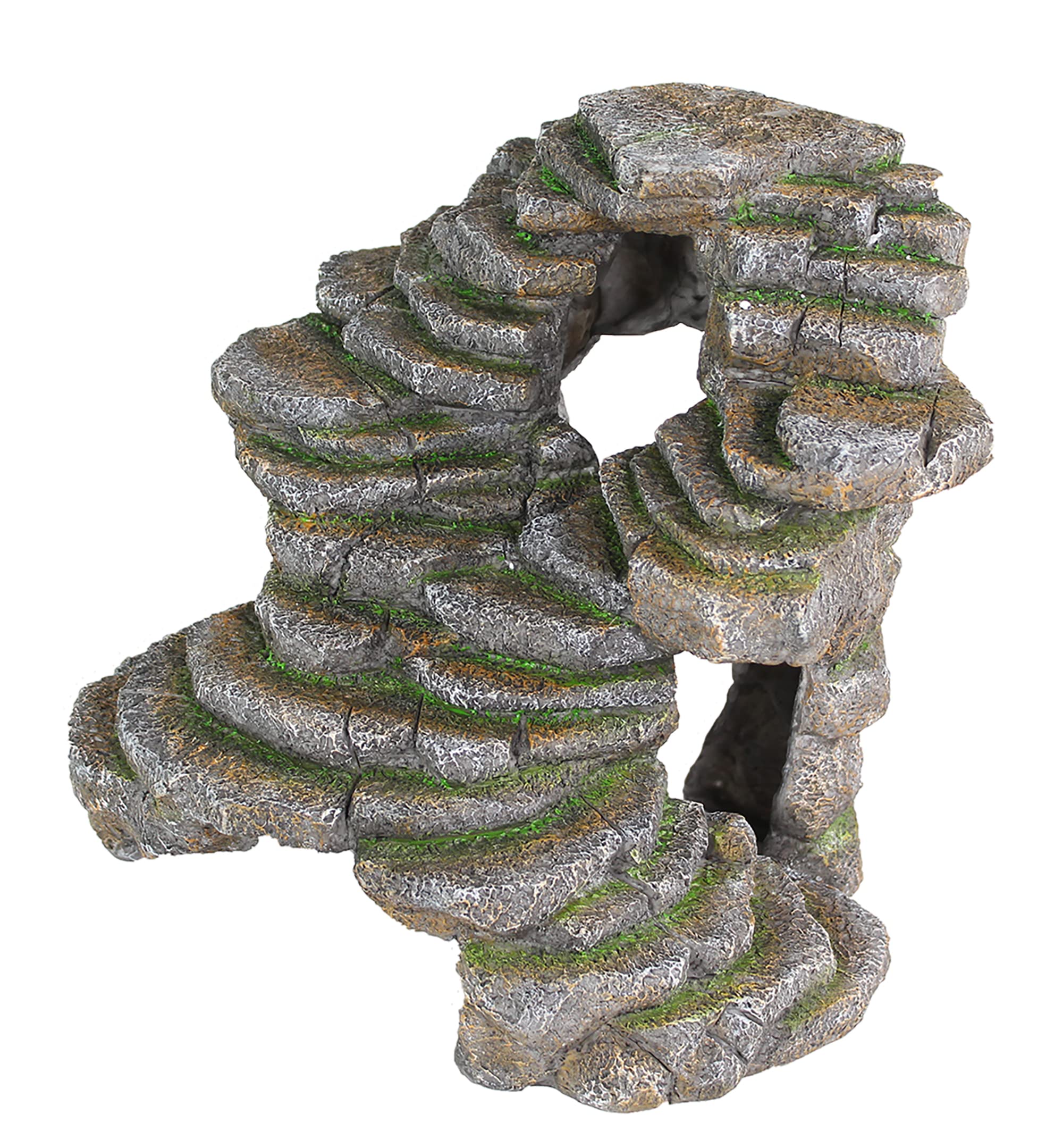 Penn-Plax Reptology Shale Scape Step Ledge & Cave Hideout - Durable Resin Reptile Platform for Climbing & Basking -Realistic Rock Decor for Territorial Fish & Reptiles -Blue Camo, 11.8 x 9.5 x 10.5 In
