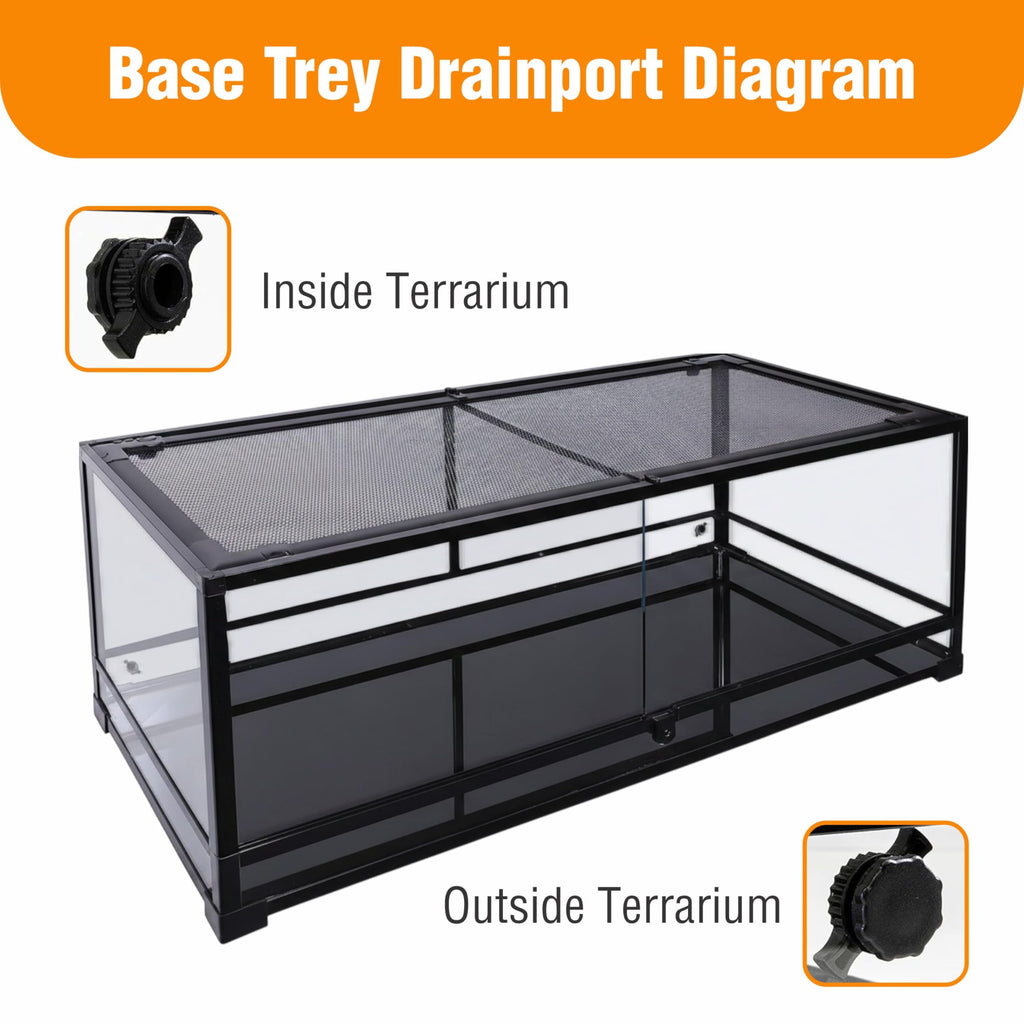 CAROLINACUSTOMCAGES 48x18x18 Extra-Long Reptile Terrarium - 67 Gallon Glass Terrarium for Bearded Dragon, Snake, Gecko, Lizard with Screen Top & Locking Doors; Easy Assembly